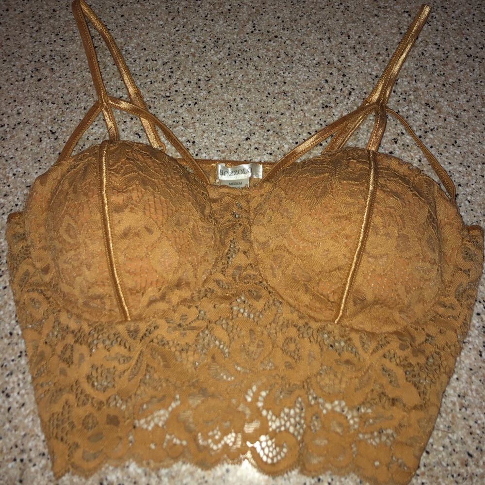 Mustard color lace bralette